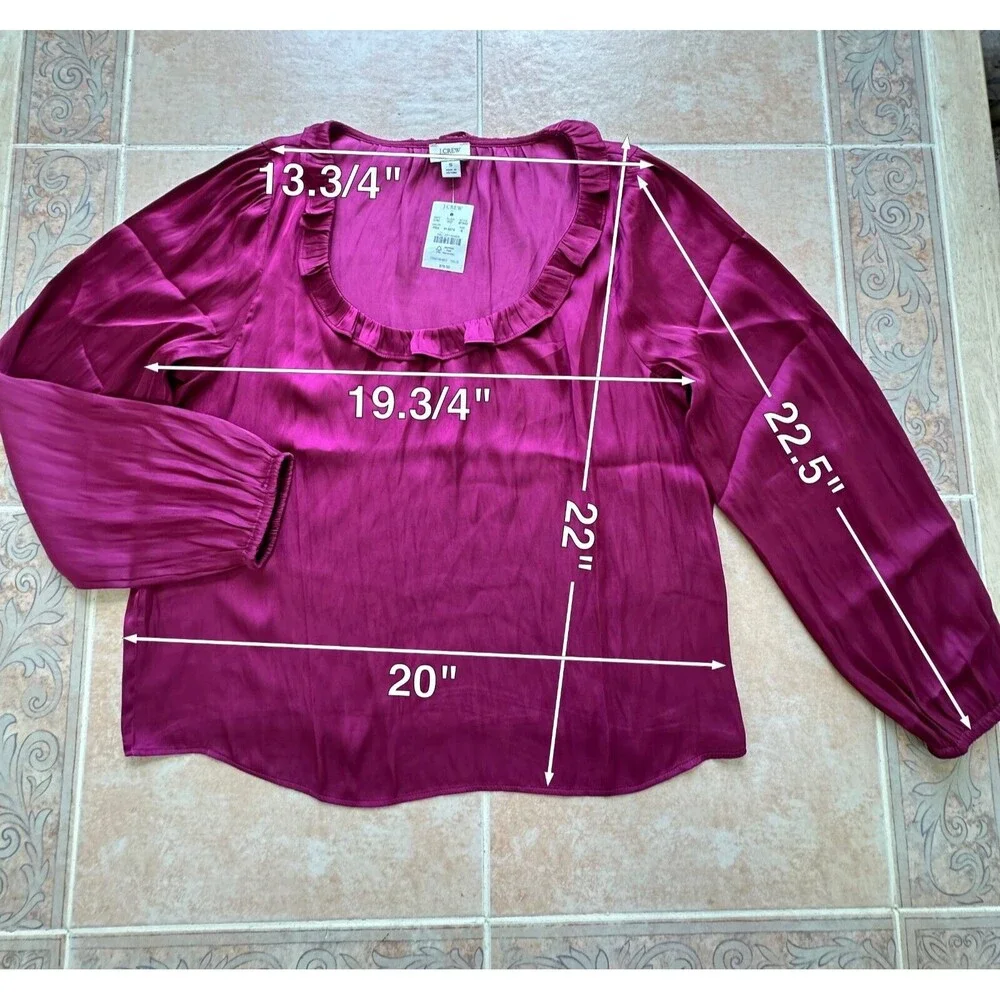 J.Crew Ruffle‎ Neck top  Raspberry color size S - Picture 4 of 13